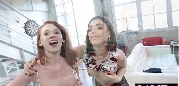  Insane teens banged by a human dildo in a pussy palace